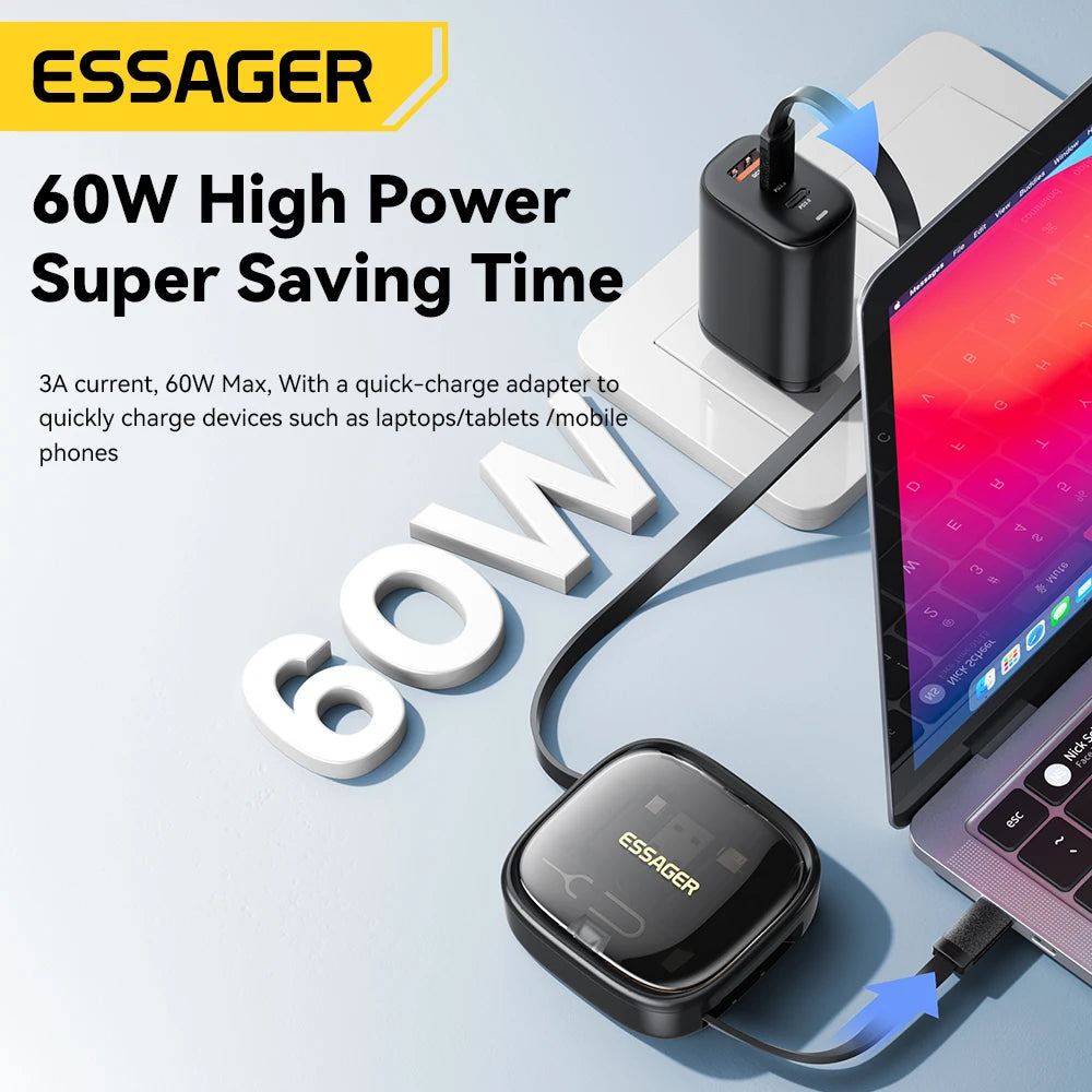 Essager USB C To Tpye C Cable PD 60W for Xiaomi Poco Fast Charging