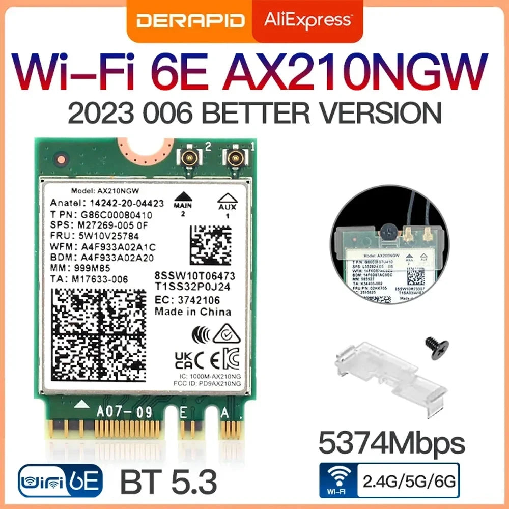 Tri Band WiFi6E AX210 Wireless 2.4Gbps Bluetooth 5.3 802.11AX Wireless