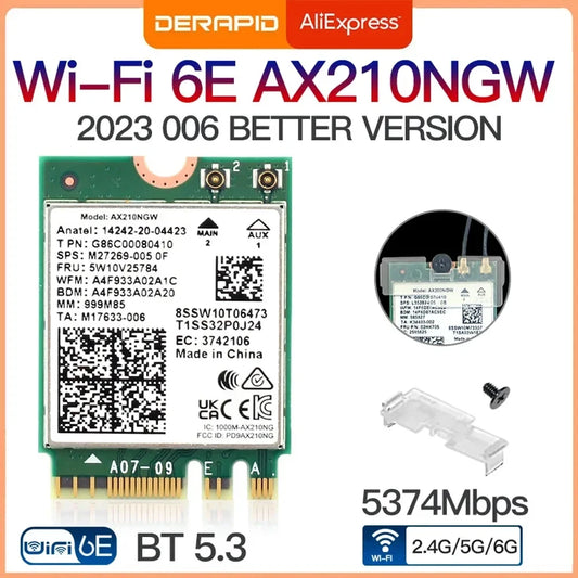 Tri Band WiFi6E AX210 Wireless 2.4Gbps Bluetooth 5.3 802.11AX Wireless