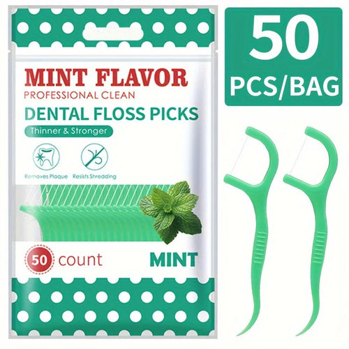 300PCS/150PCS/50PCS - Mint Floss Stick - interdental cleaning tool