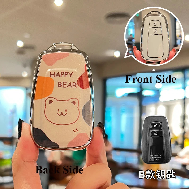 TPU Car Key Case Cover Shell for Toyota CHR Camry Prius Land Cruiser