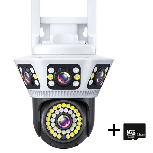 Outdoor WiFi Camera 6K Triple Screen Security Camera Two-Way Audio