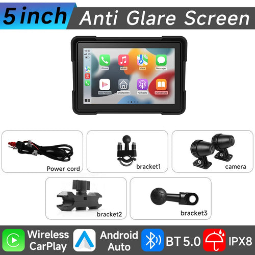 Jiuyin 5Inch Motorcycle Navigation Gps Hd Dual Video Recording Smart