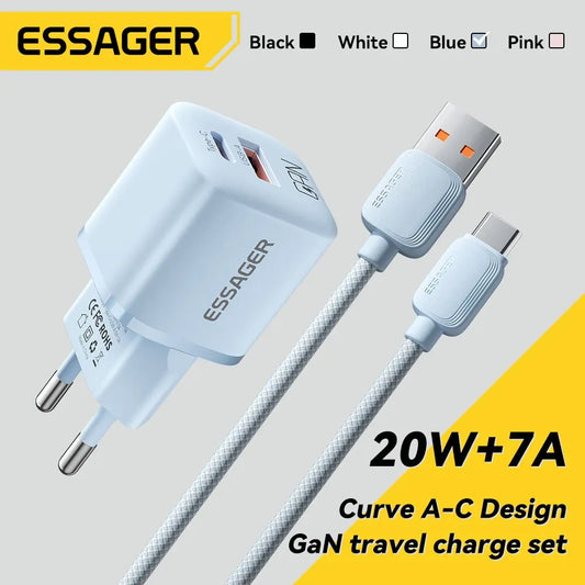 Essager 20W GaN USB Type C Charger PD Fast Charge Phone QC 3.0 Quick