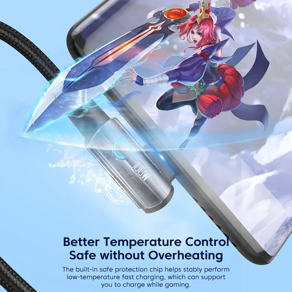 Toocki 6A USB C Cable 90 Degree For OPPO 100W Fast Charging Cord For