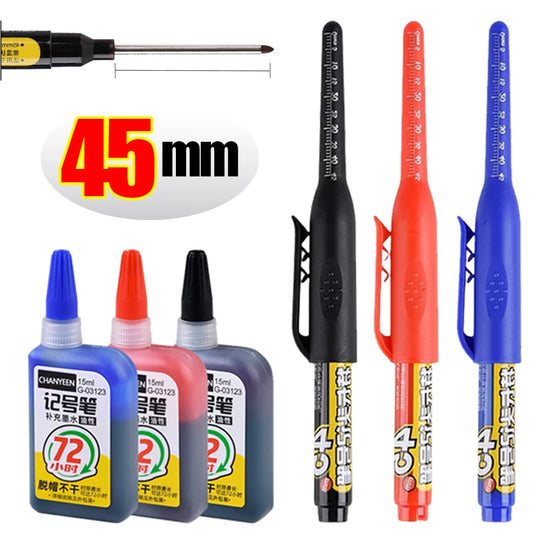 45mm Waterproof Deep Hole Marker Pens Long Nib Head Carpenter Pen