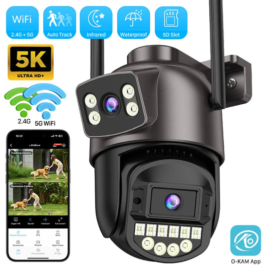 8MP 4K Wifi Street IP camera Dual Lens Dual Screens Outdoor Wireless