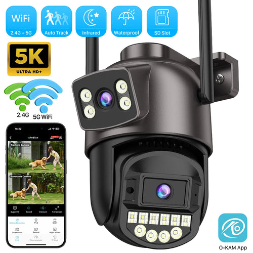 8MP 4K Wifi Street IP camera Dual Lens Dual Screens Outdoor Wireless