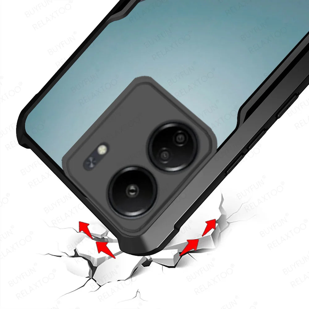 For Xiaomi Redmi 13C 14C Case Acrylic Transparent Armor Shockproof