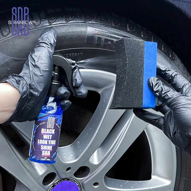 Black Wet Look Tire Shine Dressing -Automotive Clear Coat Tire