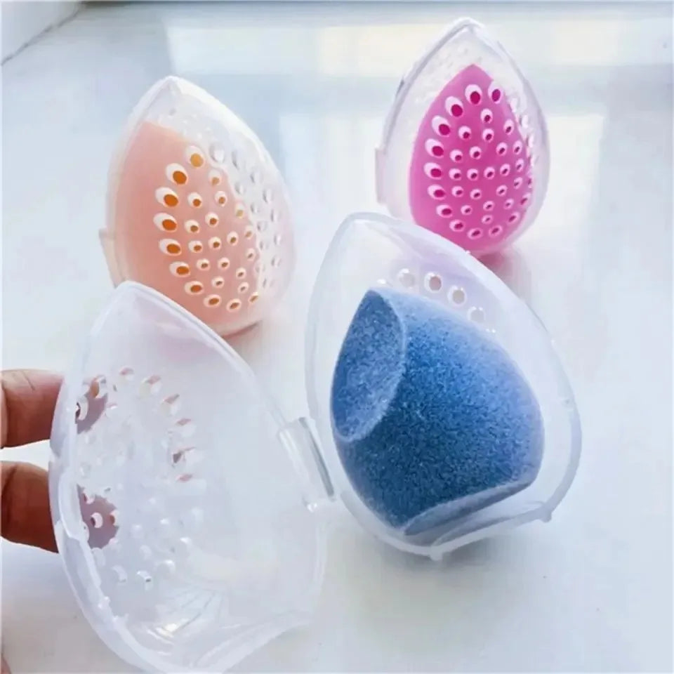 Empty Makeup Sponge Storage Box Plastic Egg Shaped Cosmetic Puff