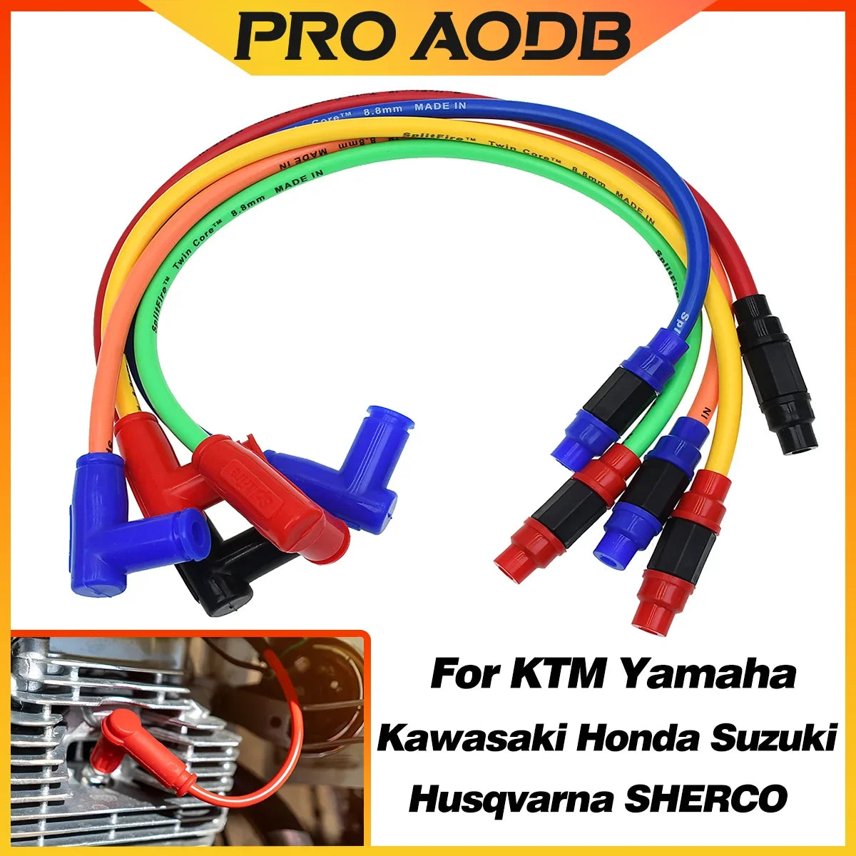 Universal Motorcycle Ignition Coil Spark Plug Iridium Power Cable For