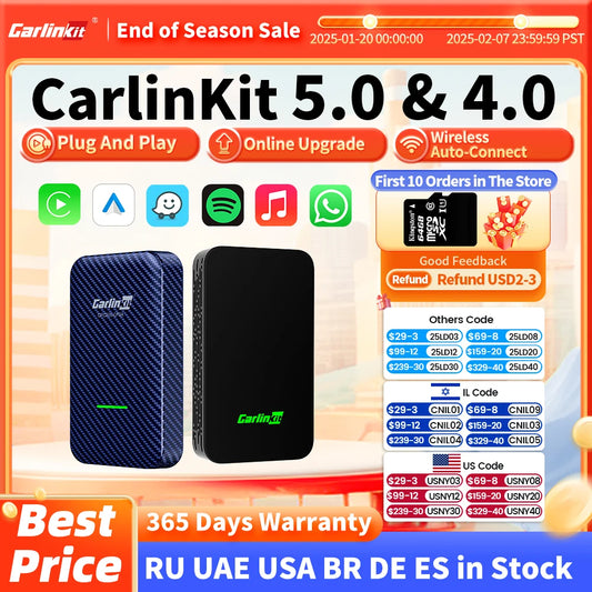 CarlinKit 5.0 Wireless Android Auto CarPlay AIBox Wireless Adapter