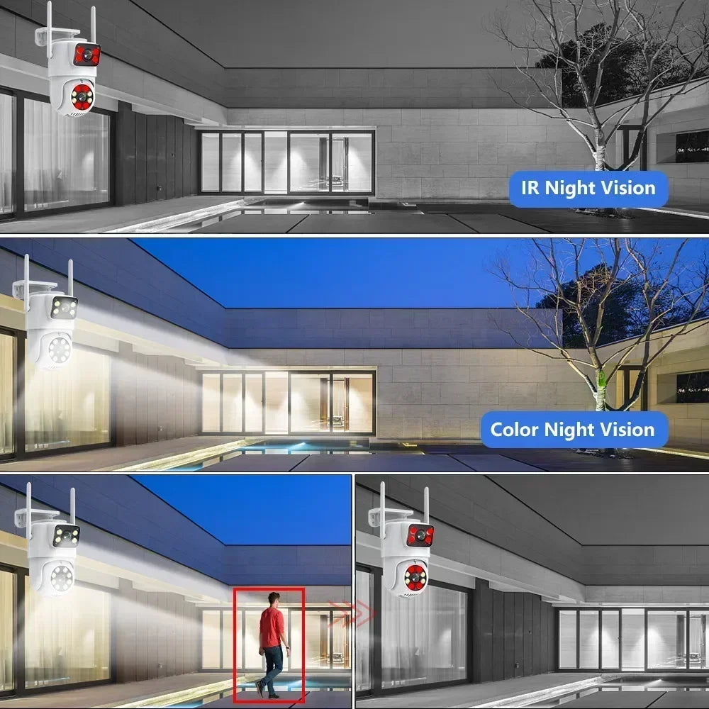 4K 8MP Dual Lens PTZ WIFI Camera Full HD Dual Screen Ai Human Auto