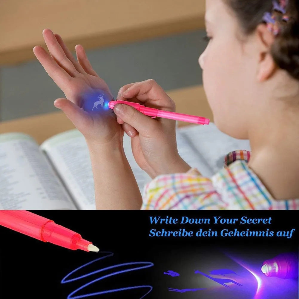Invisible Ink Pen 12 PCS, Spy Pen with UV Light, Magic Marker for