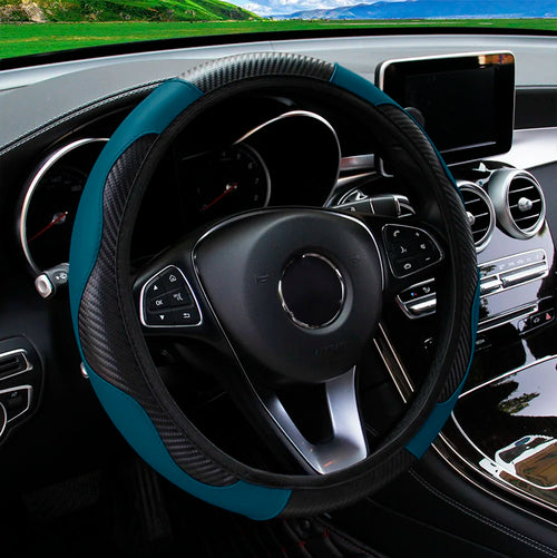 PU Carbon Fiber Leather Car Steering Wheel Cover without Inner Ring