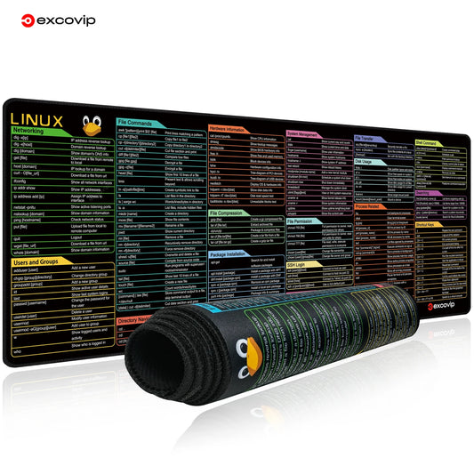 EXCO Linux Commands Line Mouse Pad Large Mousepad Shortcuts for Red
