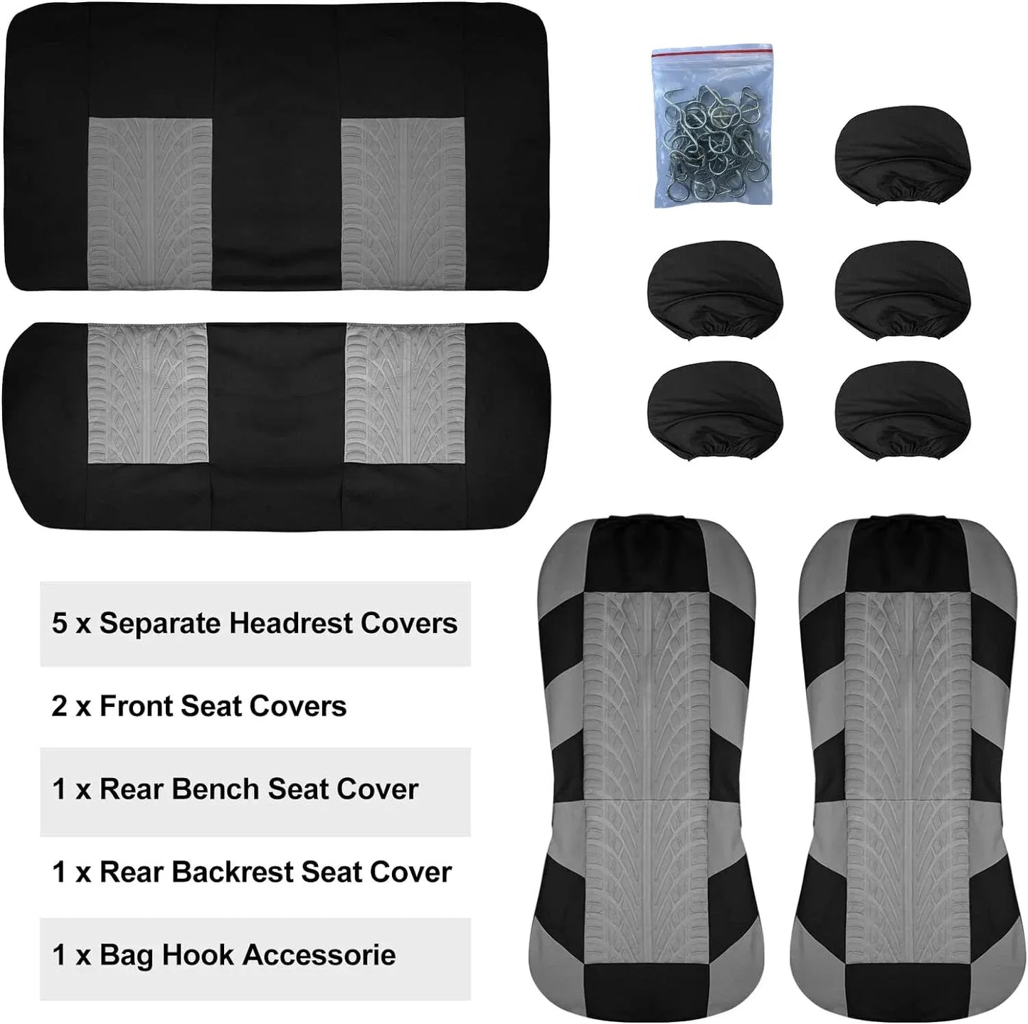 Car Seat Covers Full Set Front Split Rear Bench For Car Universal