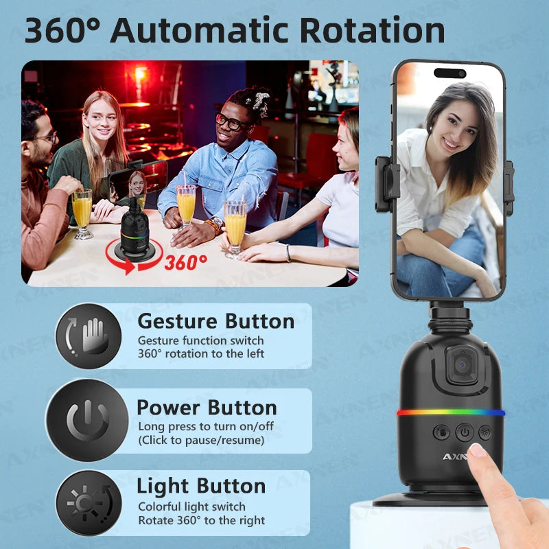 AI Face Tracking Gimbal Mobile Phone Stabilizer, 360 Auto Rotate