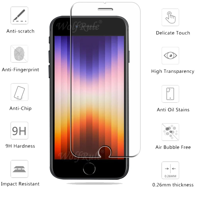 4Pcs For iPhone SE 2022 Glass iPhone SE 2022 2020 7 8 Plus Tempered