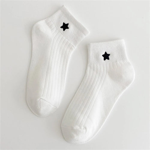 New Cute Embroidery Glitter Love Heart Moon Star Smile Face Socks Soft