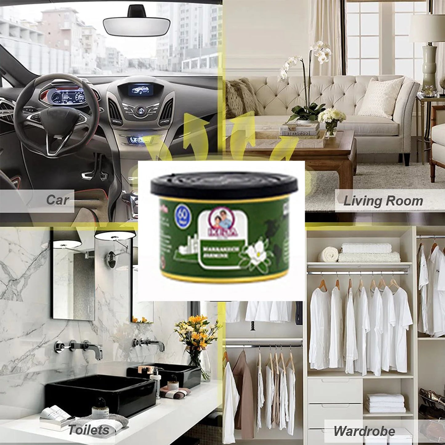 Car Air Freshener: 12 kinds Scent | Organic Cans | Odor Eliminator