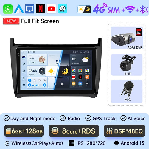 JIUYIN AI Voice Android 13 Auto Radio For VW Volkswagen POLO 5 sedan