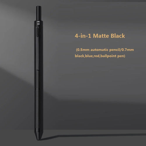 4 In 1 Multifunction Luxury Pen, 0.7mm 3 Color Ballpoint 0.5mm