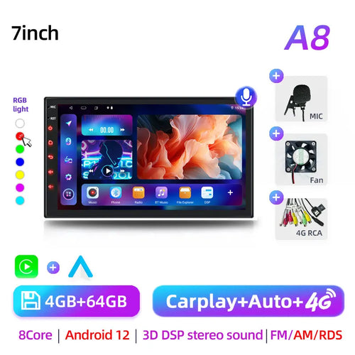 2Din Android 7"/9"/10" QLED IPS Car Radio Autoradio 2 Din Universal