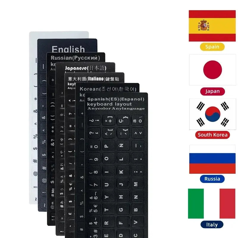 English Spanish Italian Korean Keyboard Stickers Frosted PVC Language
