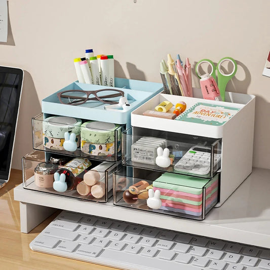 Small Desk Organizer With Drawer, Office Desktop Storage Box, Makeup