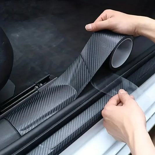 3D Carbon Fiber Sticker Paste Car Threshold Protective Film Anti