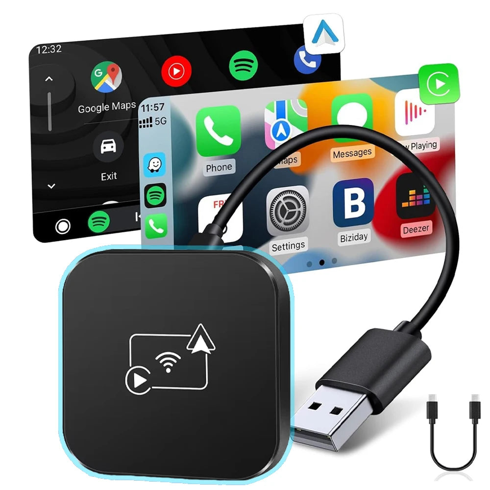 Mini Box Wired to Wireless CarPlay and Android Auto Wireless Adapter