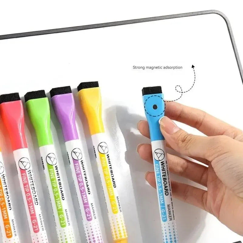 8 Colors 0.5mm Magnetic Dry Erase Markers Whiteboard Marker Pen Office