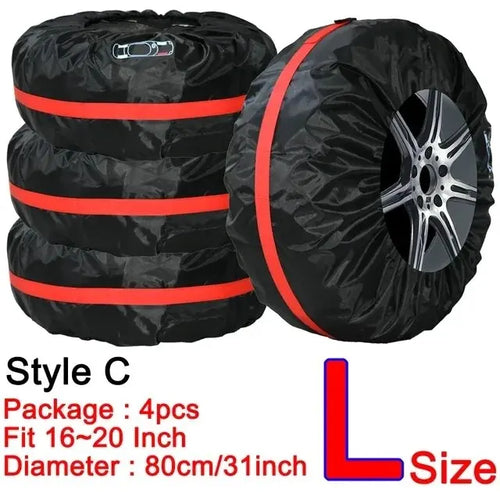 AD Universal 4Pcs Spare Tire Cover Case Polyester Car Tyre Storage