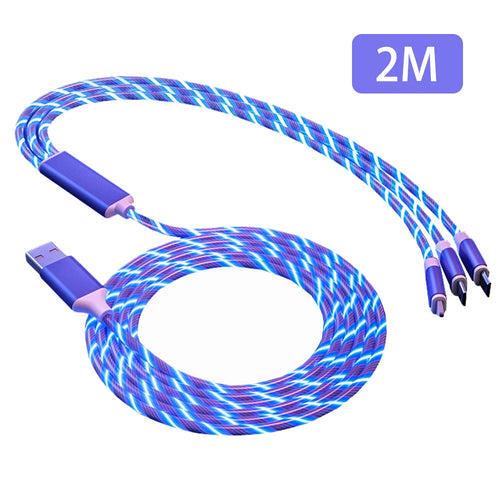 3 In 1 66W Fast Charging Data Cable For Android iOS Type-C 1.2M 2M
