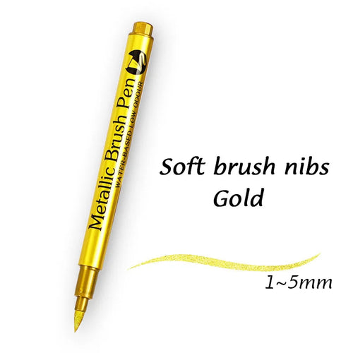 1/2Pcs Brush Metallic Marker Pens Gold Silver Permanent Art Markers