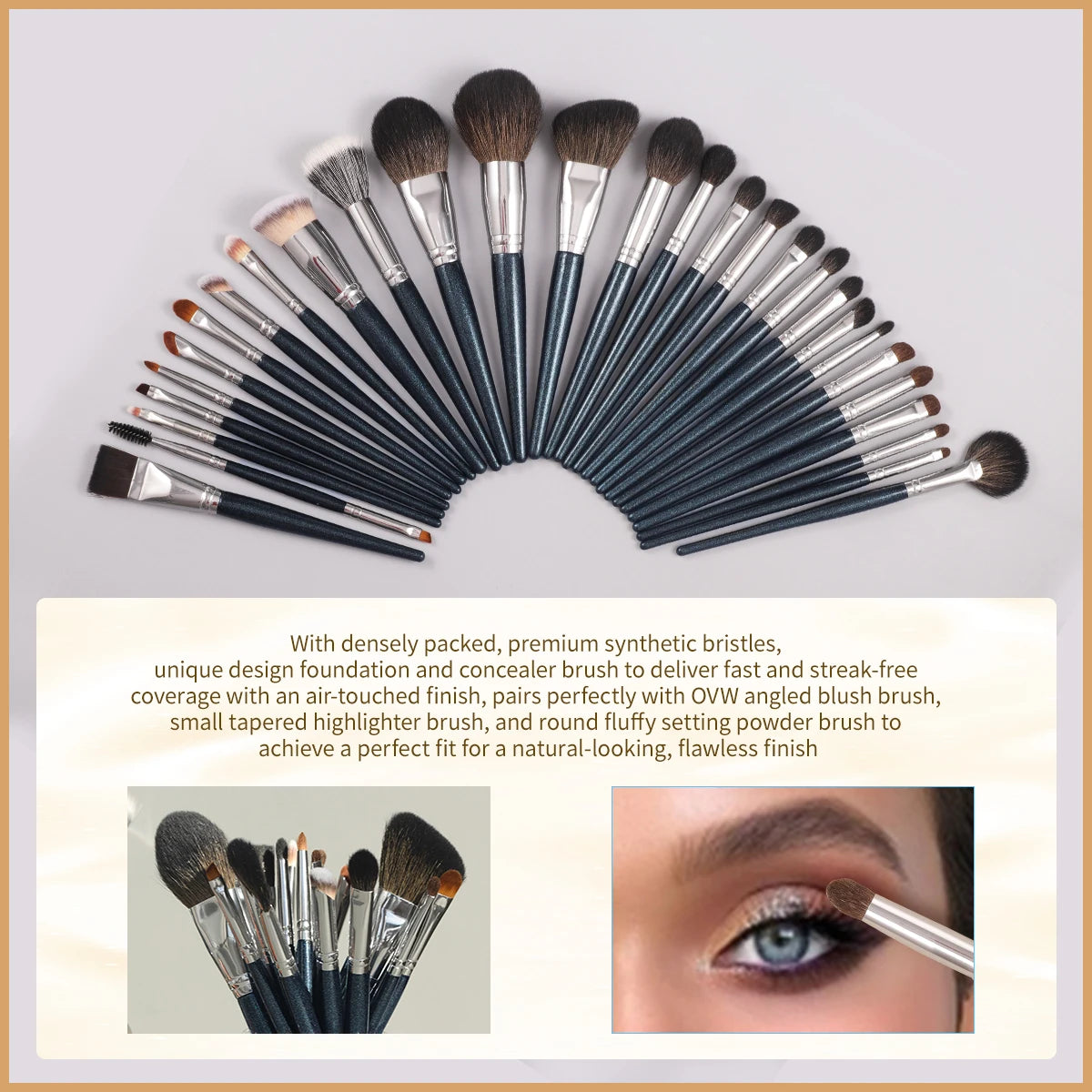OVW Makeup Brushes set 29/24PCS Professional  Foundation Blender