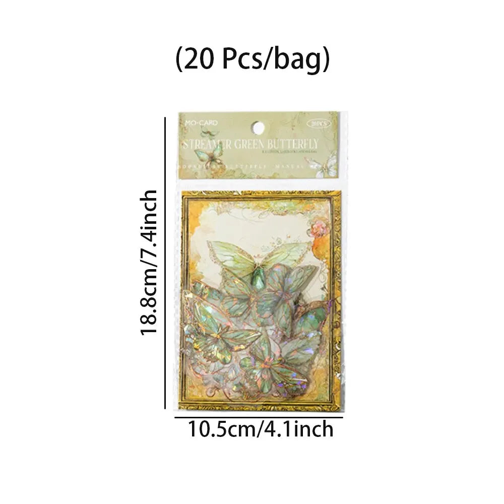 5Style 20pcs/pack INS Butterfly PET Sticker Pack Ice Crystal Laser