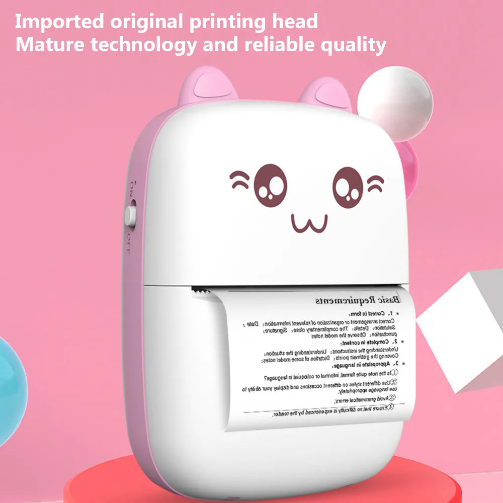 Meow Mini Label Printer Thermal Portable Printers Stickers Paper