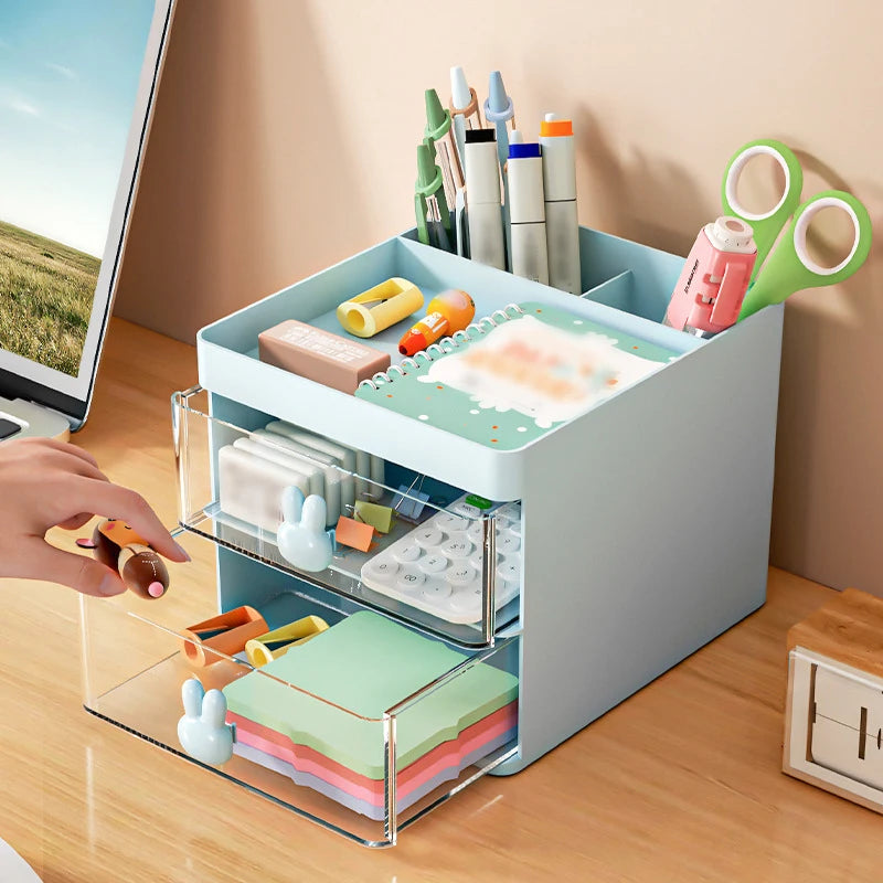 1PC Cartoon Storage Box Stationery Large Capacity Pen Holder