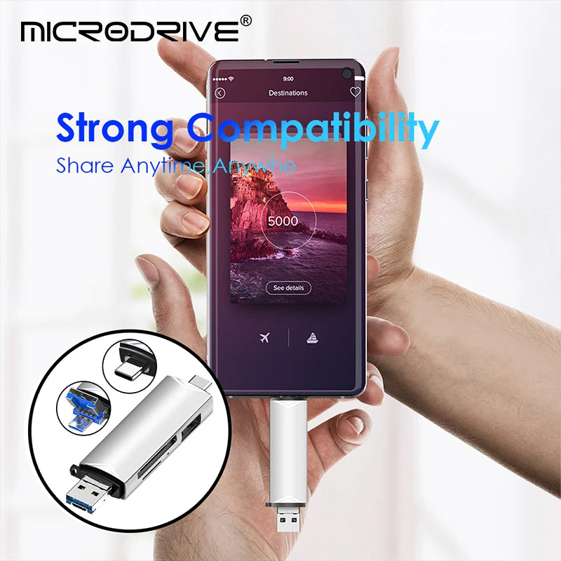 OTG Type C 6 in 1 Micro TF card Reader type c to usb otg adapter USB