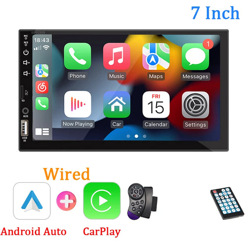 7“ Car Radio 1 Din Carplay Android Auto Multimedia Player HD Touch