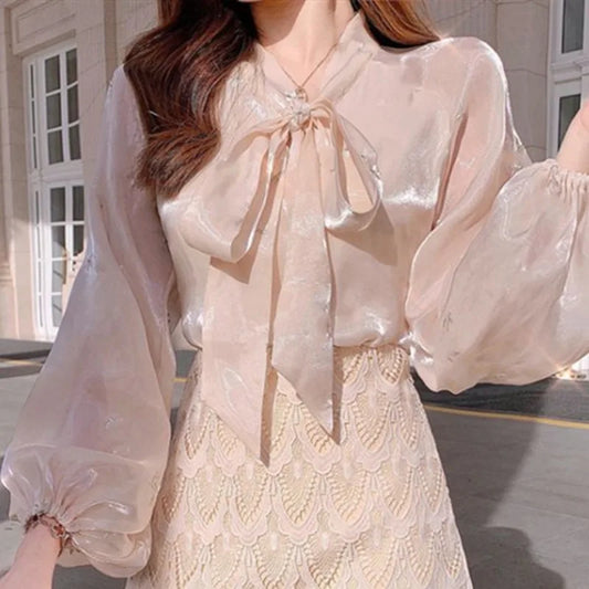 Spring and Autumn Women's V-neck Shirt Lace 2023 New Fashion Western