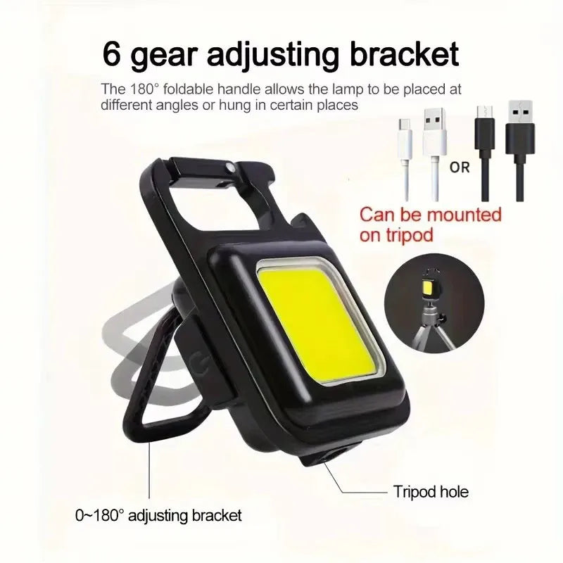 Mini LED Flashlight Keychain Aluminium Alloy Portable COB Camping