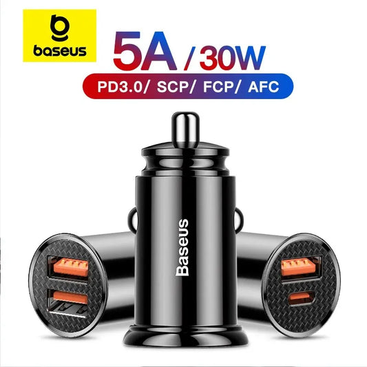 Baseus 30W USB Car Charger Quick Charge 4.0 3.0 FCP SCP USB PD For