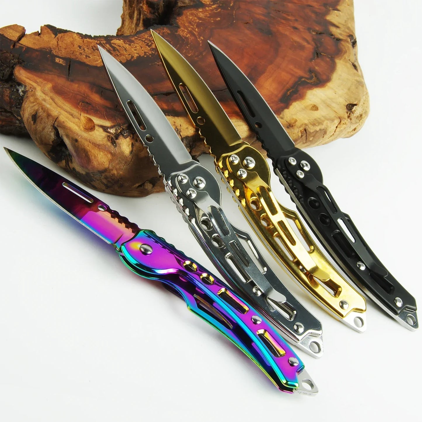 Stainless Steel Keychain Folding Knife Outdoor Carrying Knife Mirror