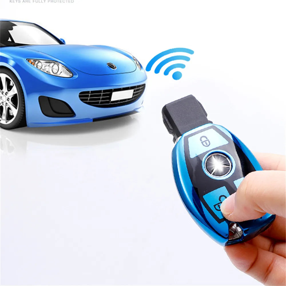 2 Buttons Soft TPU Car Key Case Cover Shell for Mercedes Benz W203