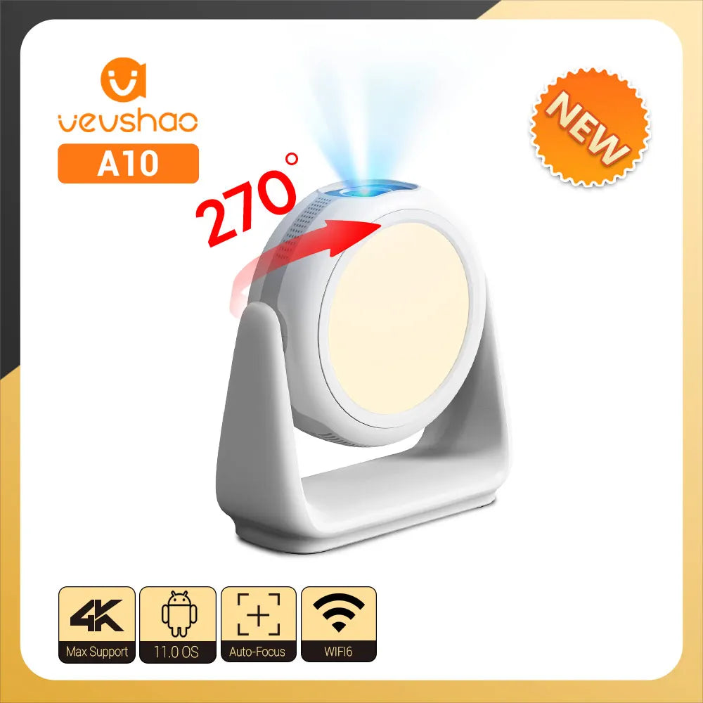 Vevshao A10 Smart 1080P Projector Android 11.0  With 5G WiFi Lamp