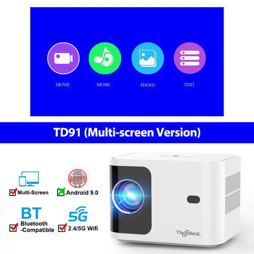 ThundeaL HD Mini Projector TD91 for Full HD 1080P 4K Video 5G WIFI